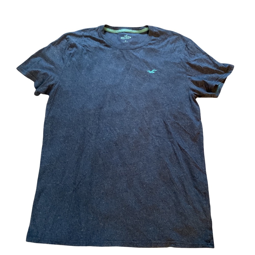 Hollister Mens Heather Navy Blue Seagull Logo Crew Neck Tee Size M Short‎ Sleeve